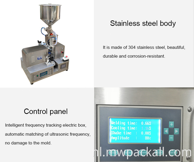 Ultrasone plastic buisvulling afdichtmachine voor cosmetische/ultrasone plastic gelamineerde buisvulling en afdichtmachine